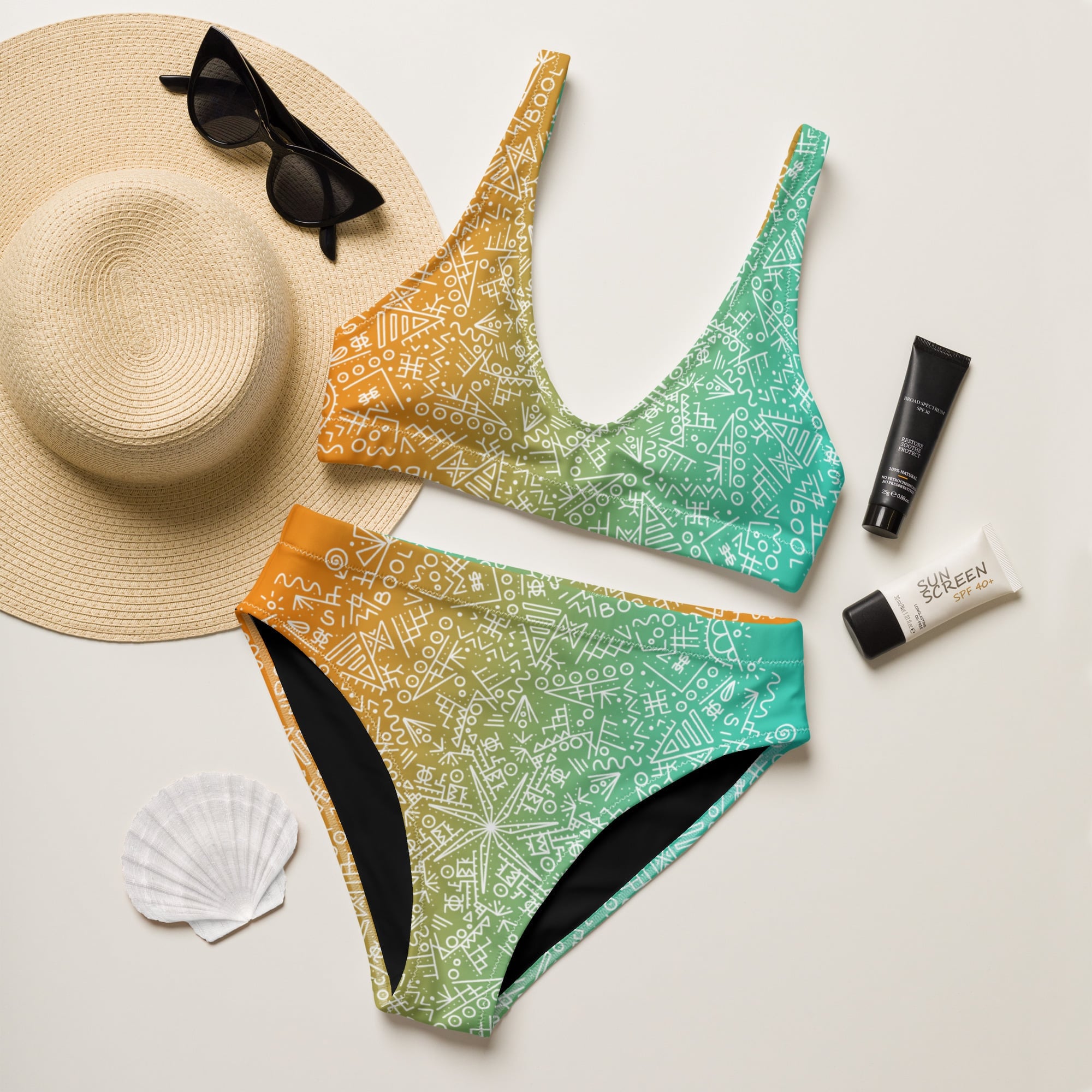 Bikini Unity Naranja-Turquesa Blanco